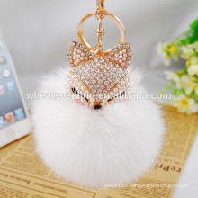 2016 girl bag accessory promotional fox fur ball keychain